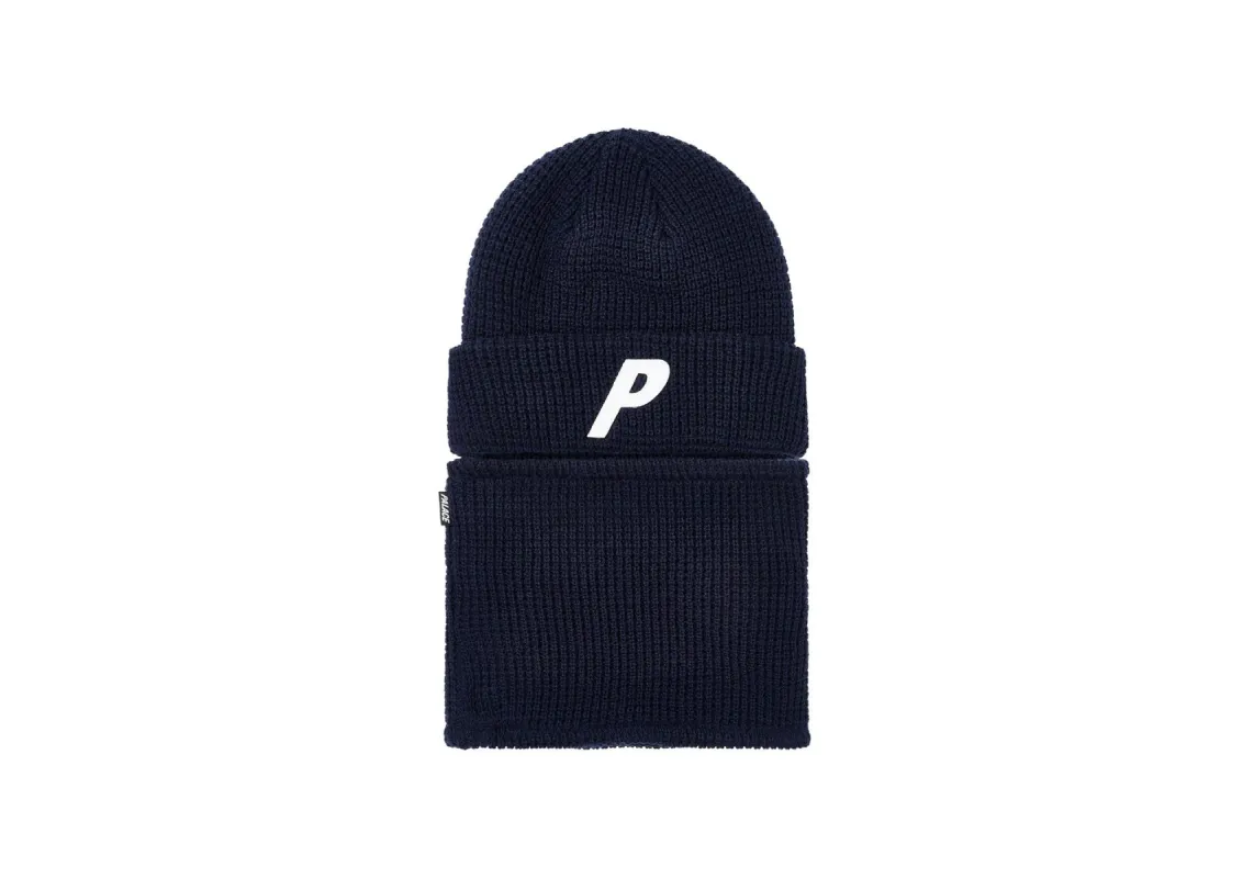 ZIP OFF FACEWARMER P BEANIE NAVY sold by PALACE