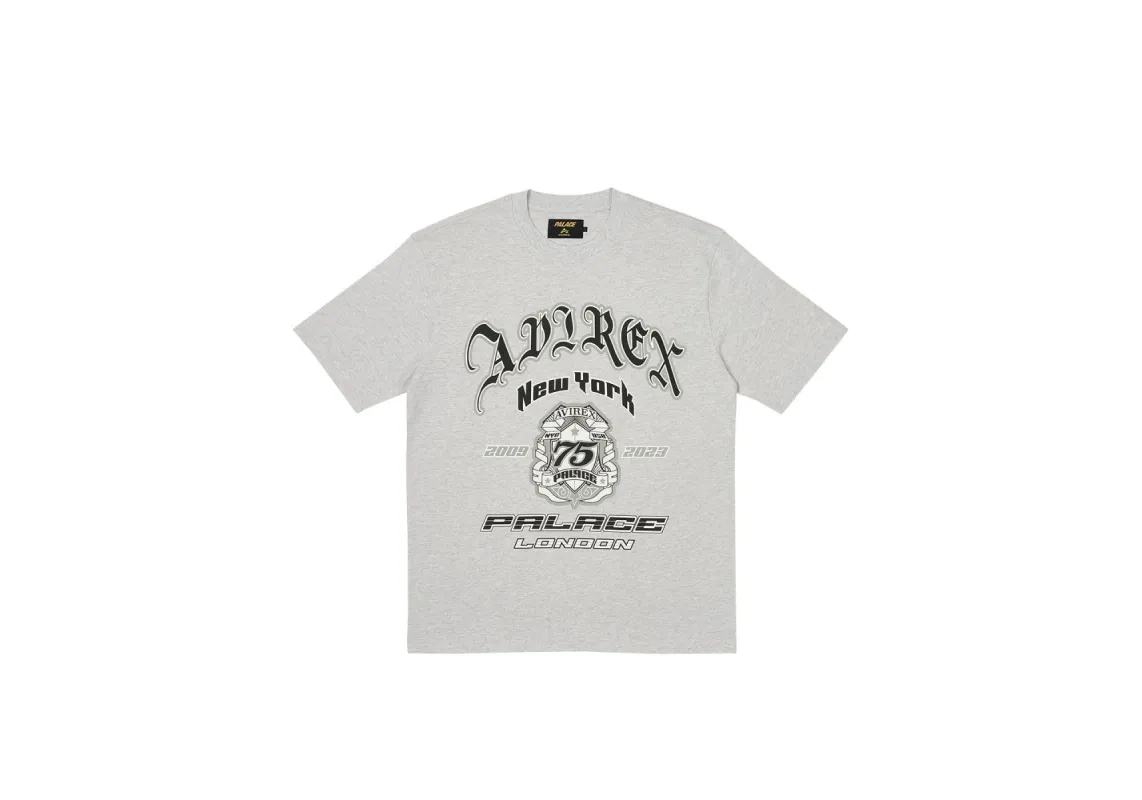 PALACE AVIREX T-SHIRT GREY MARL sold by PALACE