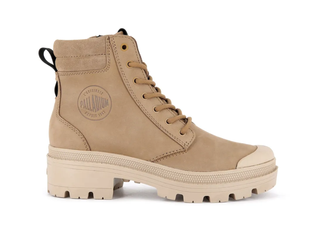 97985-298-M | Pallabase Hi Cuff WP | Ochre Tan sold by Palladium