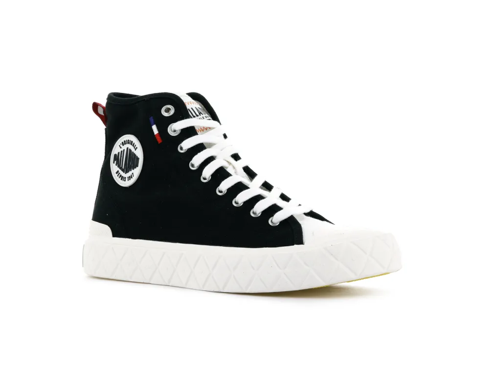 77015-030-M | Palla Ace Canvas Mid | Black/Mashmalllow sold by Palladium