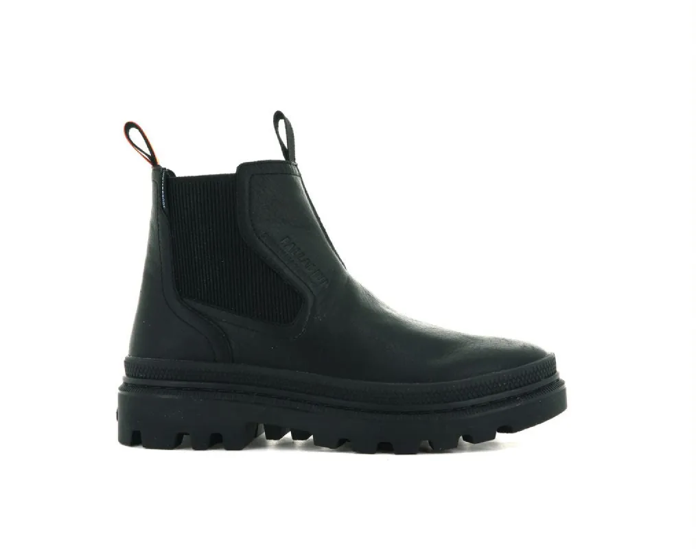 77197-010-M | Pallatrooper Chelsea WP | Black/Black sold by Palladium
