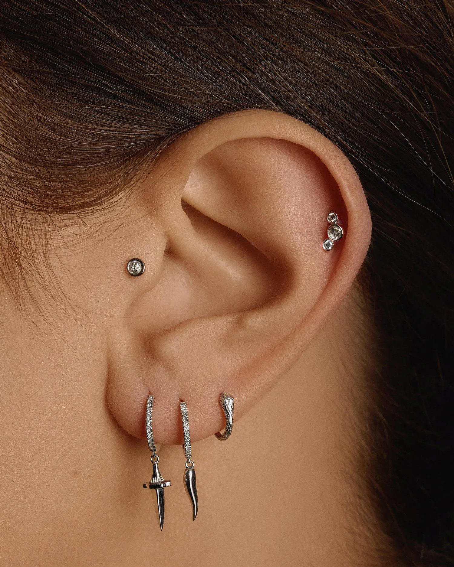 Bezel Set Crescent Stud sold by Pamela Love product image thumbnail 2