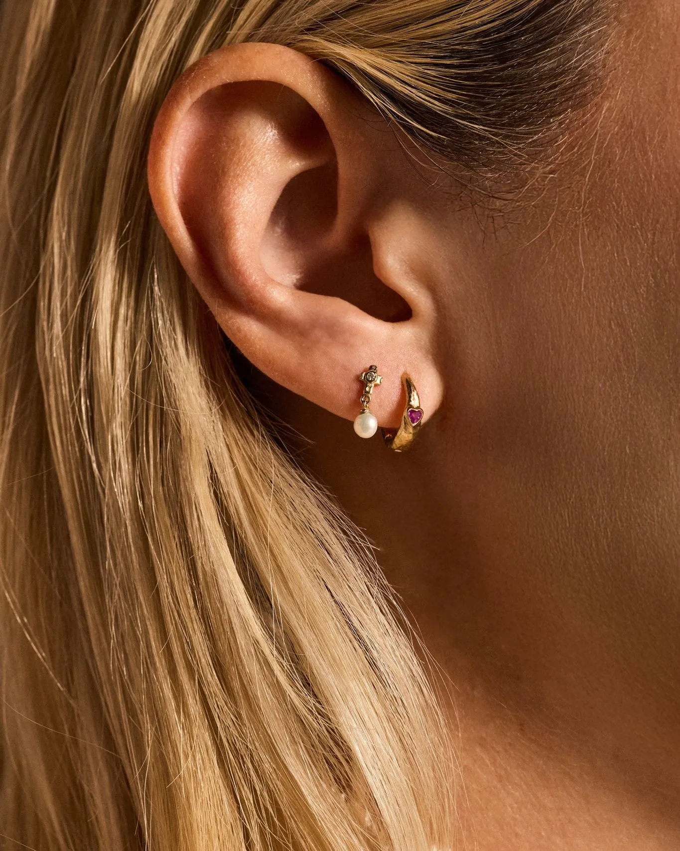 10mm Bezel Heart Huggie sold by Pamela Love product image thumbnail 4