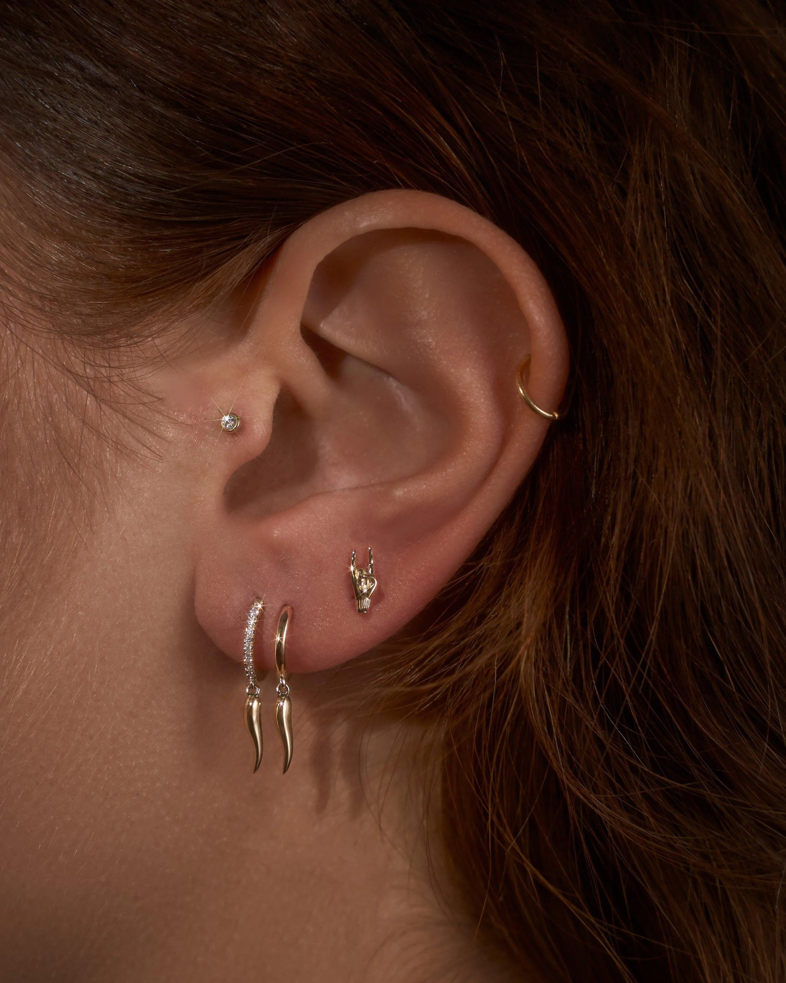 Italian Horn Pavé Huggie sold by Pamela Love product image thumbnail 3