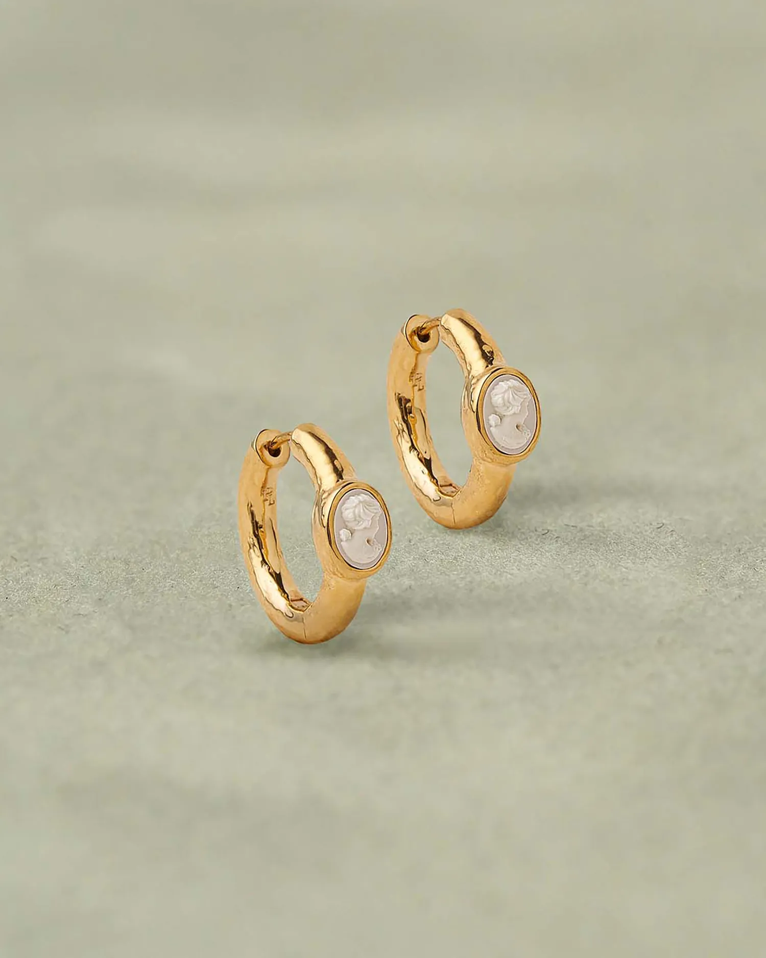 Vivianna Cameo Hoops sold by Pamela Love