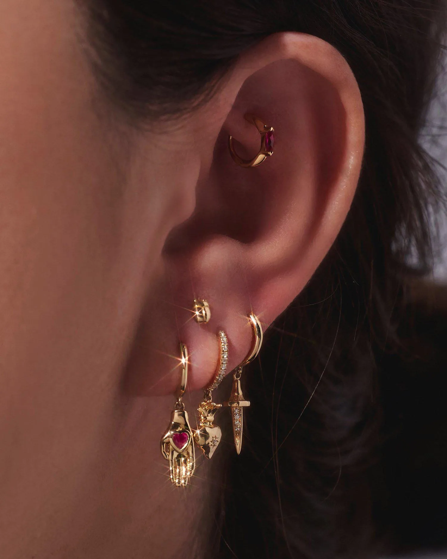 Sacred Heart Pavé Huggie sold by Pamela Love product image thumbnail 3