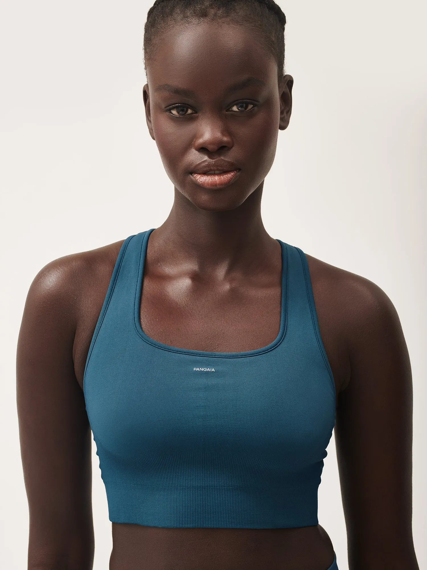 Womens Plant-Stretch Compressive Sports Bra—storm blue sold by Pangaia product image thumbnail 4