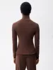 Womens Recycled Cashmere Fitted Turtleneck Top—chestnut brown sold by Pangaia