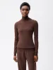 Womens Recycled Cashmere Fitted Turtleneck Top—chestnut brown sold by Pangaia