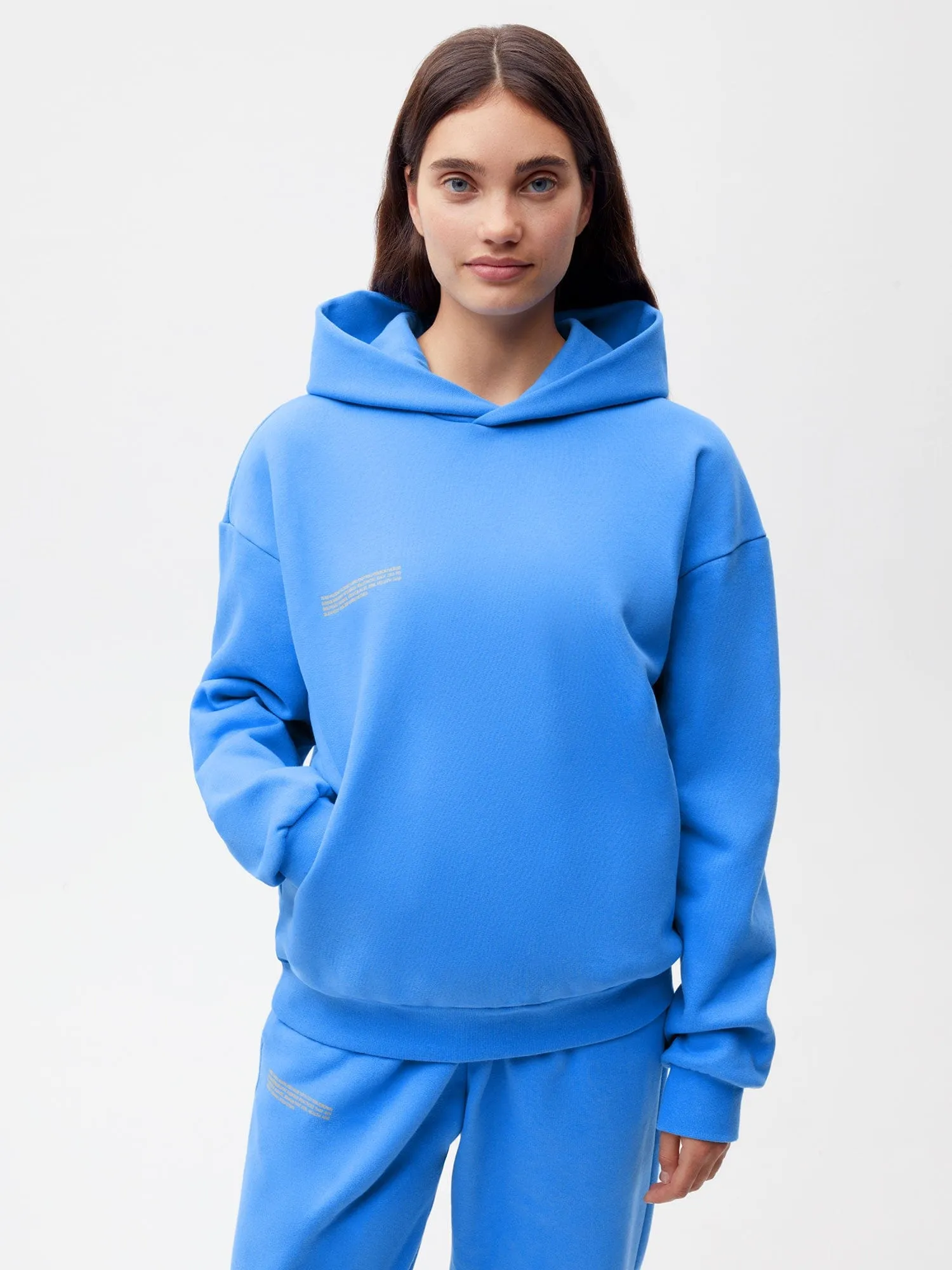 Womens In Conversion Cotton Hoodie—water blue sold by Pangaia product image thumbnail 2