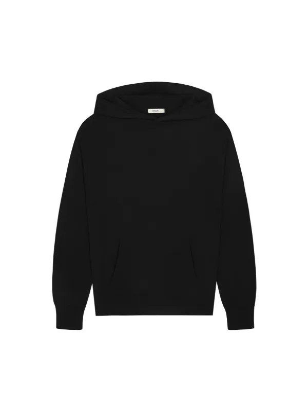 Womens DNA Knitted Hoodie—black made by Pangaia