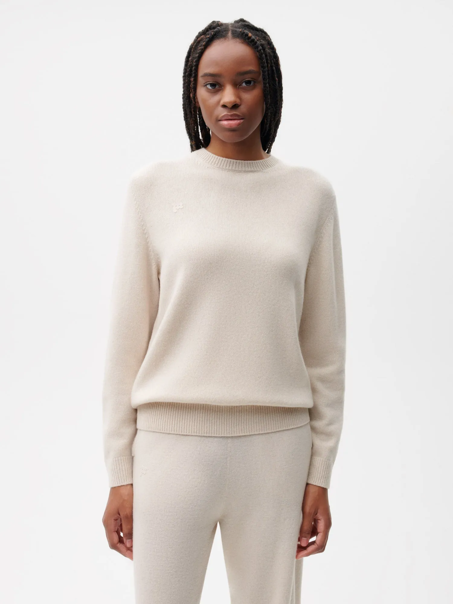 Womens Recycled Cashmere Crewneck Sweatshirt—oatmeal sold by Pangaia product image thumbnail 2