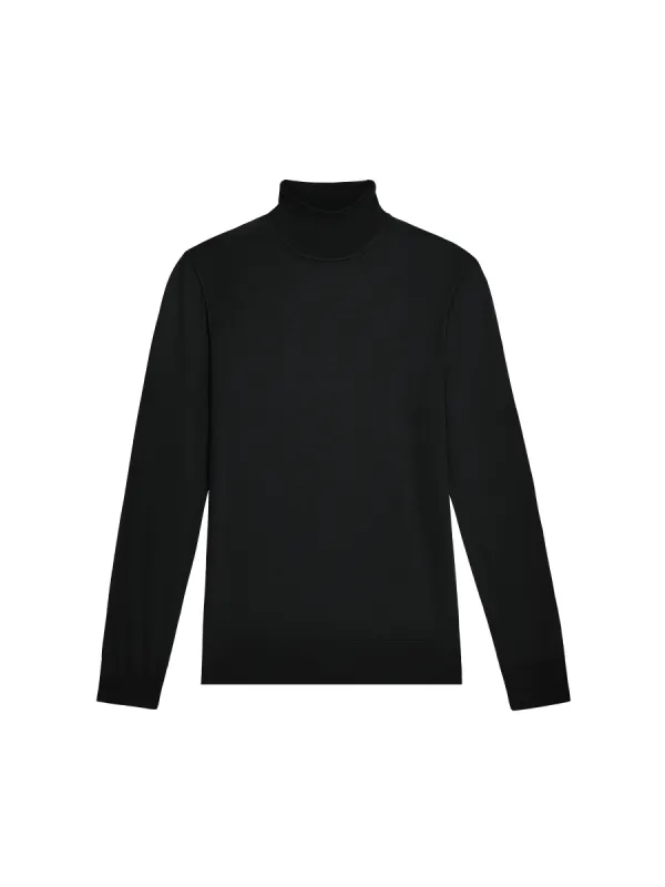 Womens Regenerative Merino Wool Turtleneck Sweater—black sold by Pangaia