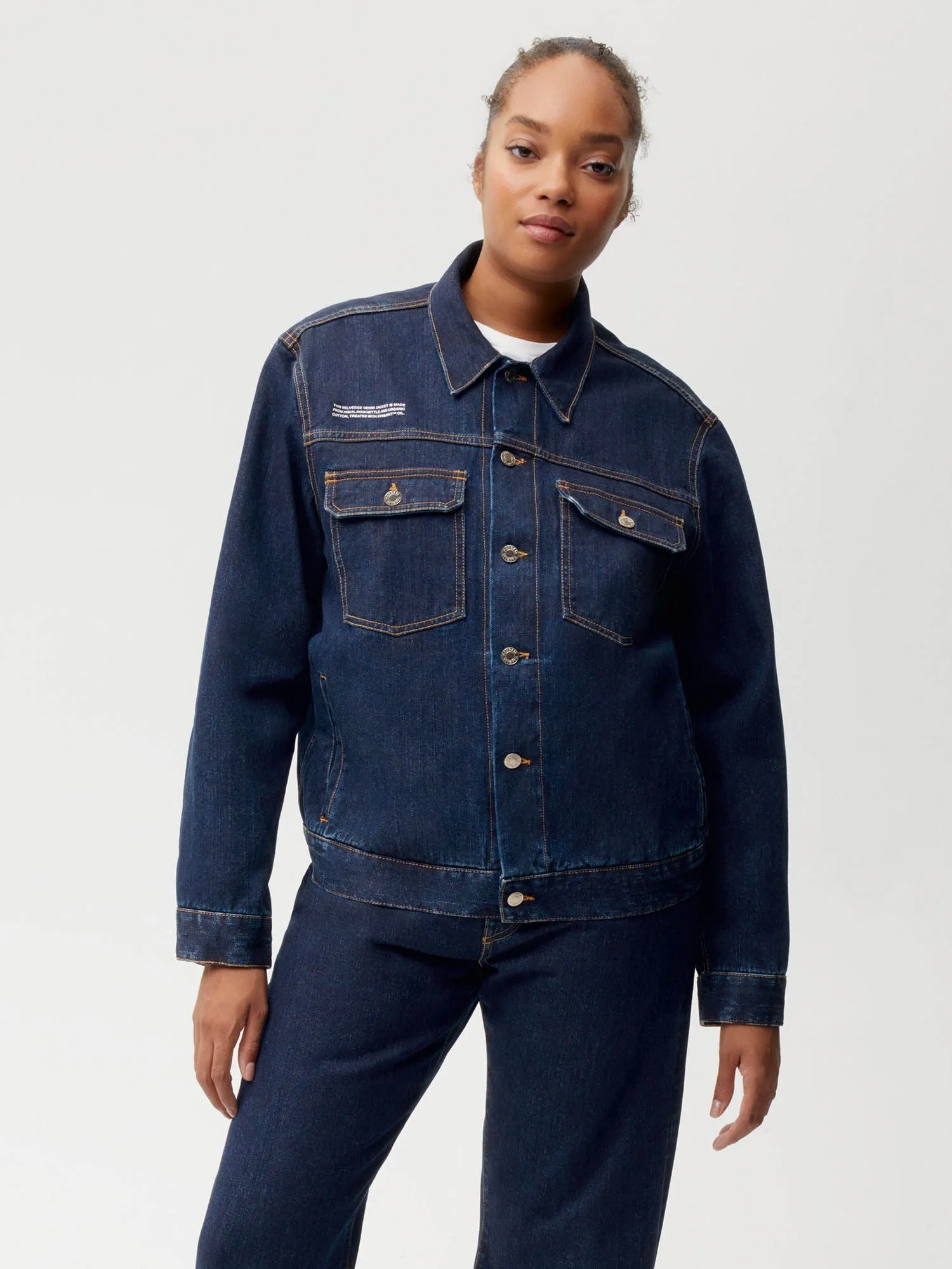 Womens Nettle Denim Jacket—rinse wash sold by Pangaia product image thumbnail 4