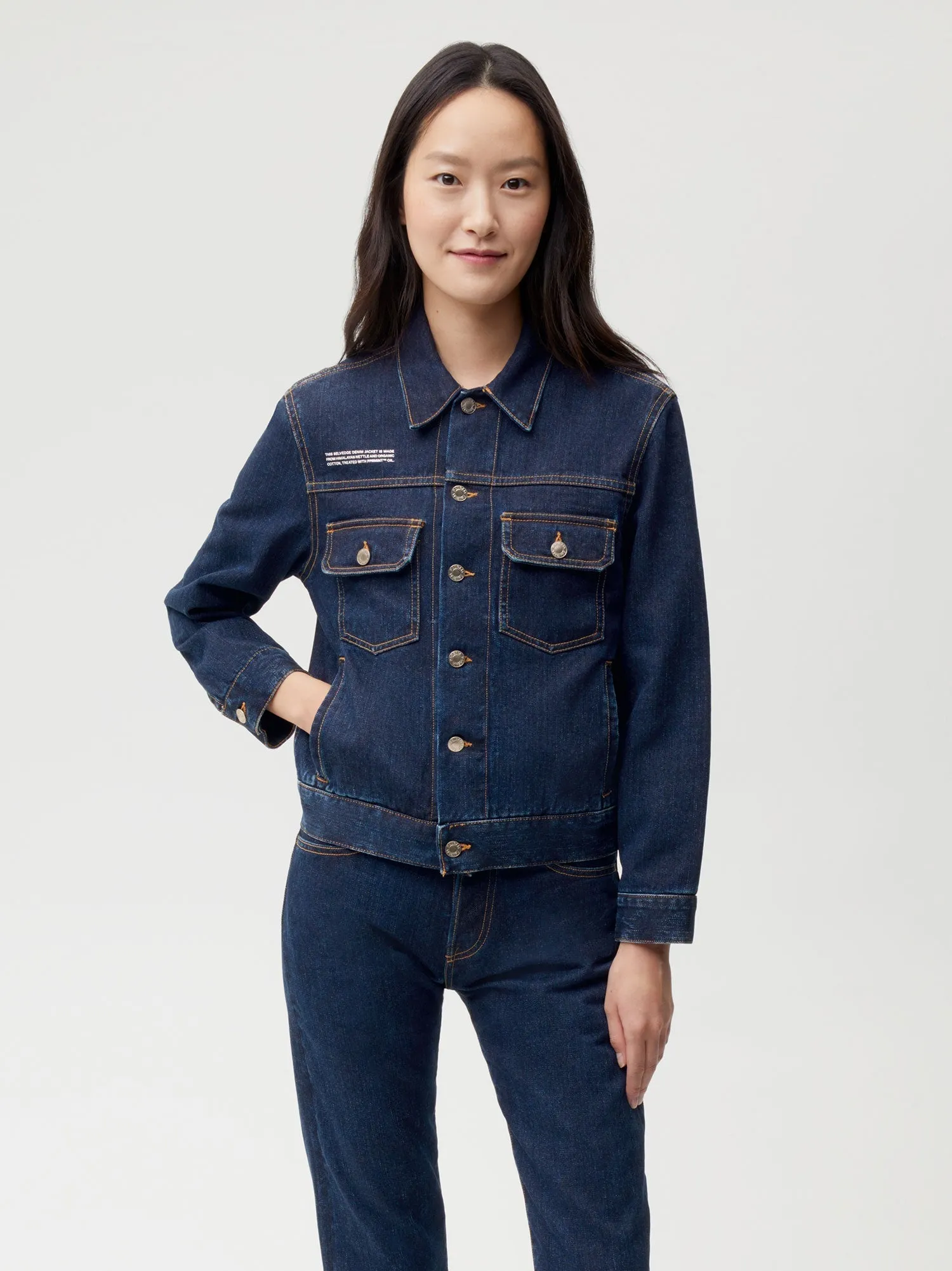 Womens Nettle Denim Jacket—rinse wash sold by Pangaia product image thumbnail 2