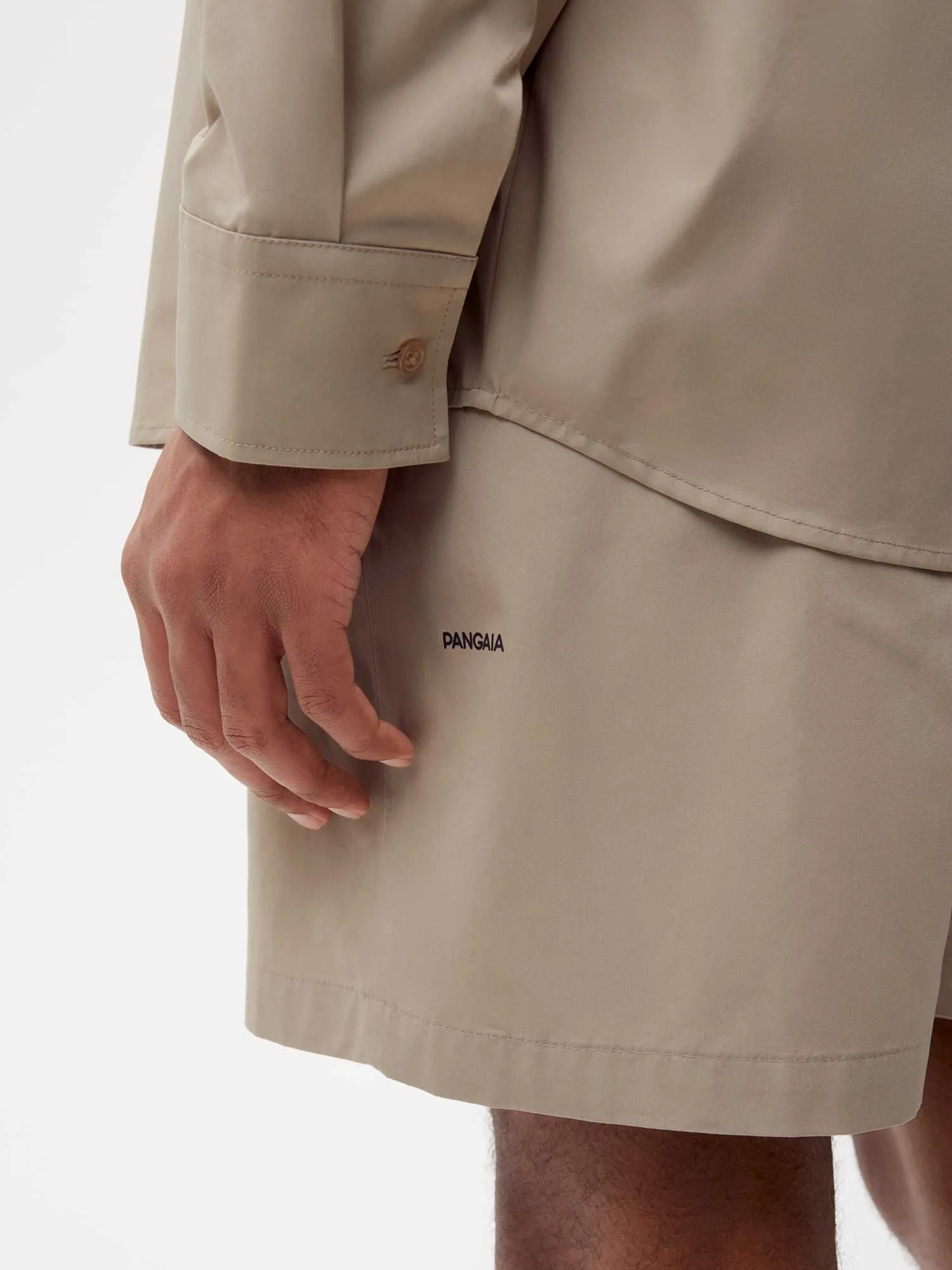 Archive Cotton Poplin Elasticated Shorts—taupe sold by Pangaia product image thumbnail 5