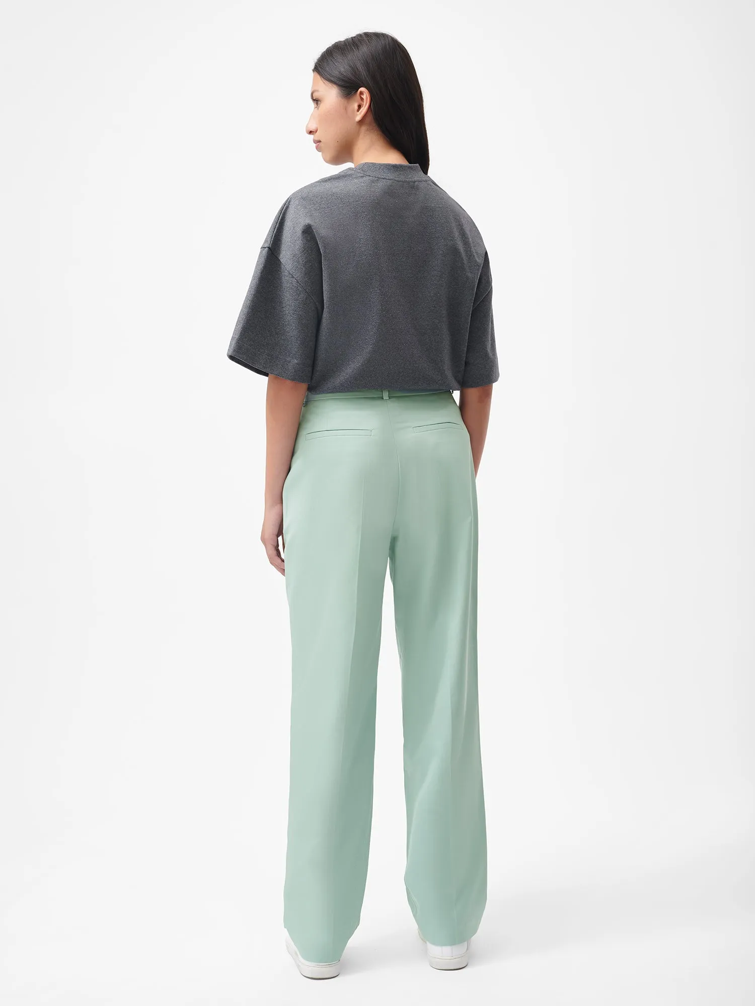 Women's Organic Cotton Tailored Trousers—Eucalyptus Blue sold by Pangaia product image thumbnail 3