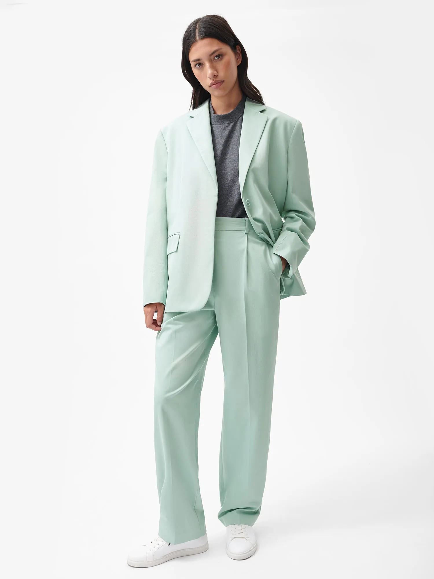 Women's Organic Cotton Tailored Trousers—Eucalyptus Blue sold by Pangaia product image thumbnail 5