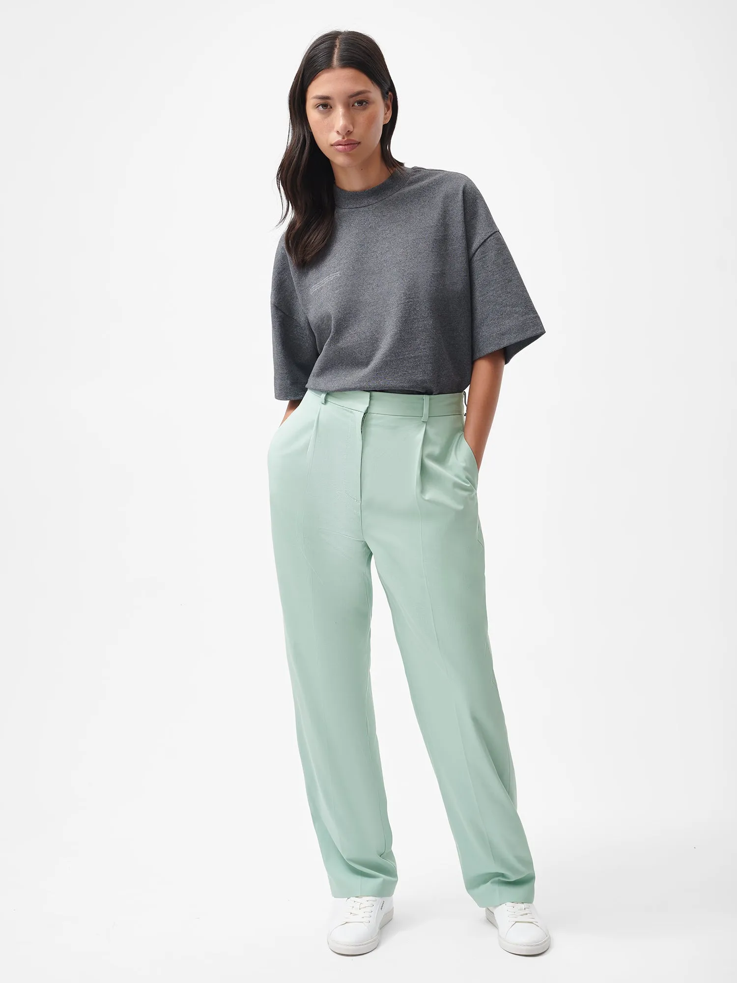 Women's Organic Cotton Tailored Trousers—Eucalyptus Blue sold by Pangaia product image thumbnail 2