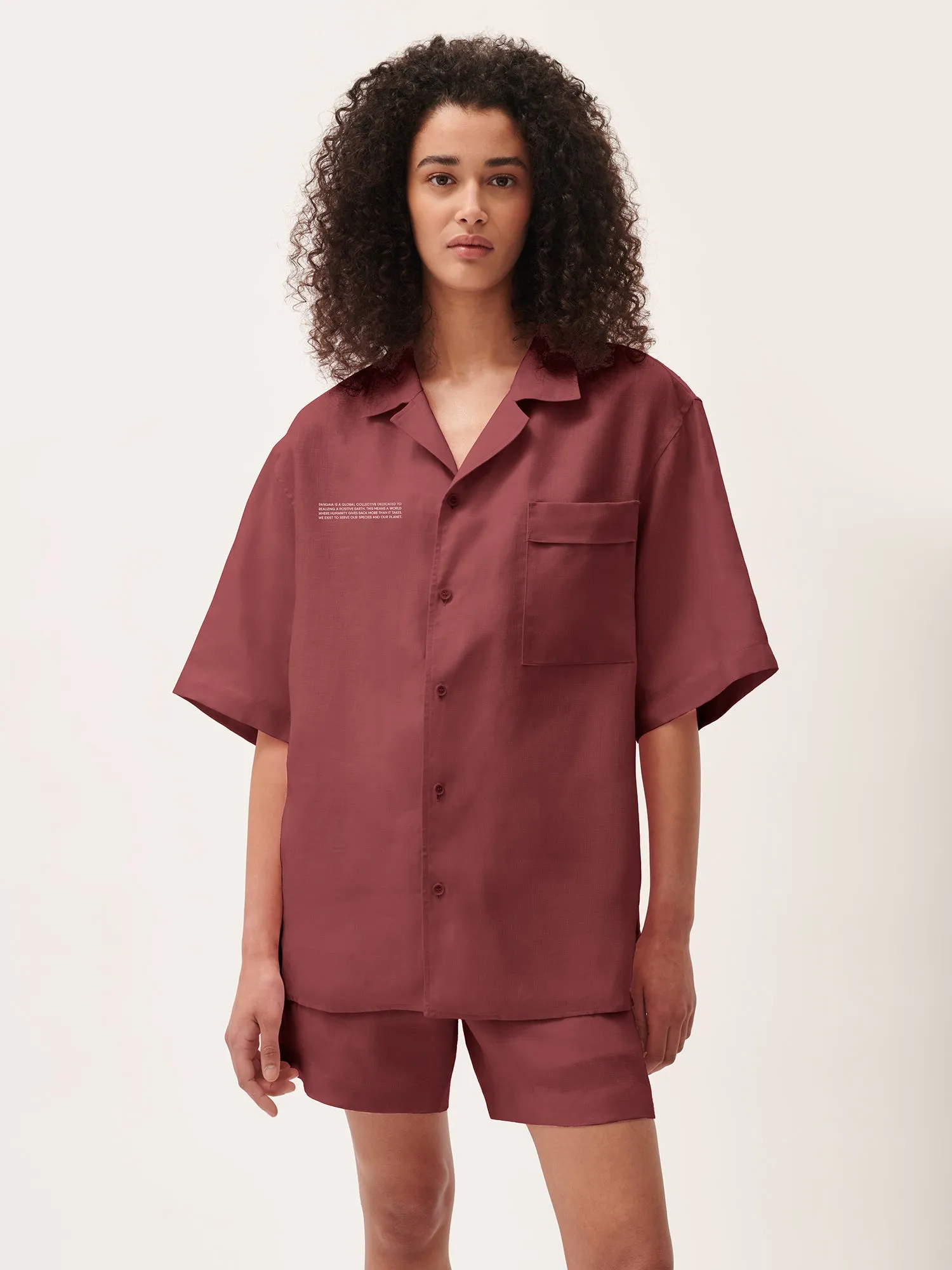 Womens DNA Linen Camp Collar Shirt—garnet red sold by Pangaia product image thumbnail 2
