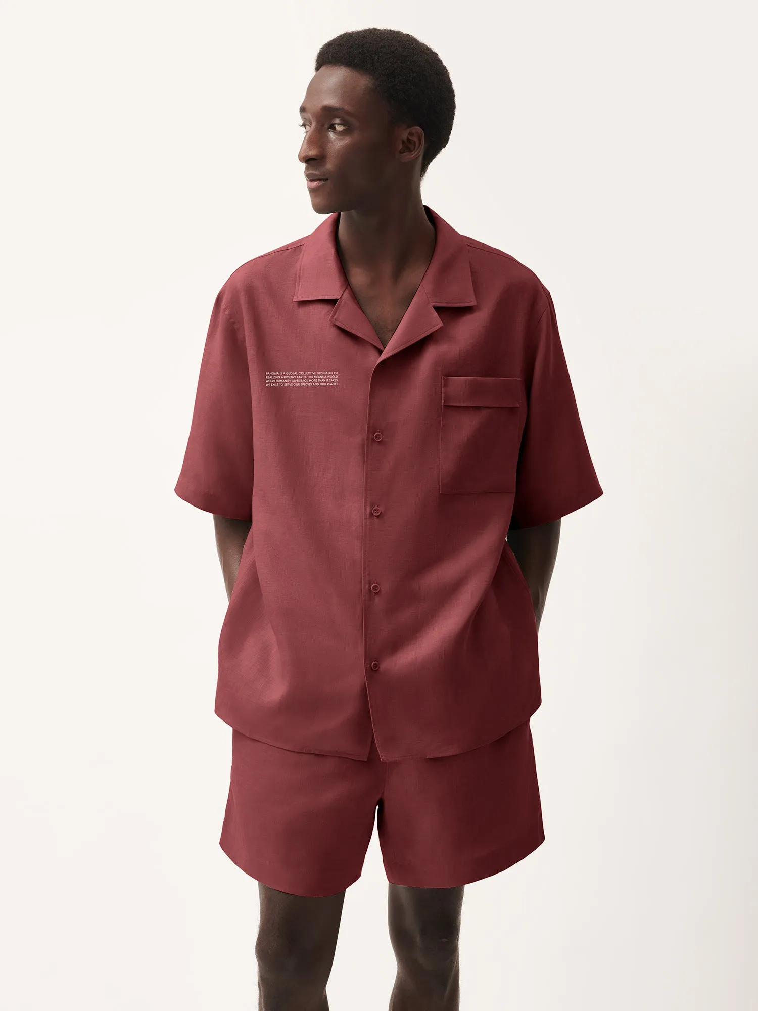 Womens DNA Linen Camp Collar Shirt—garnet red sold by Pangaia product image thumbnail 3