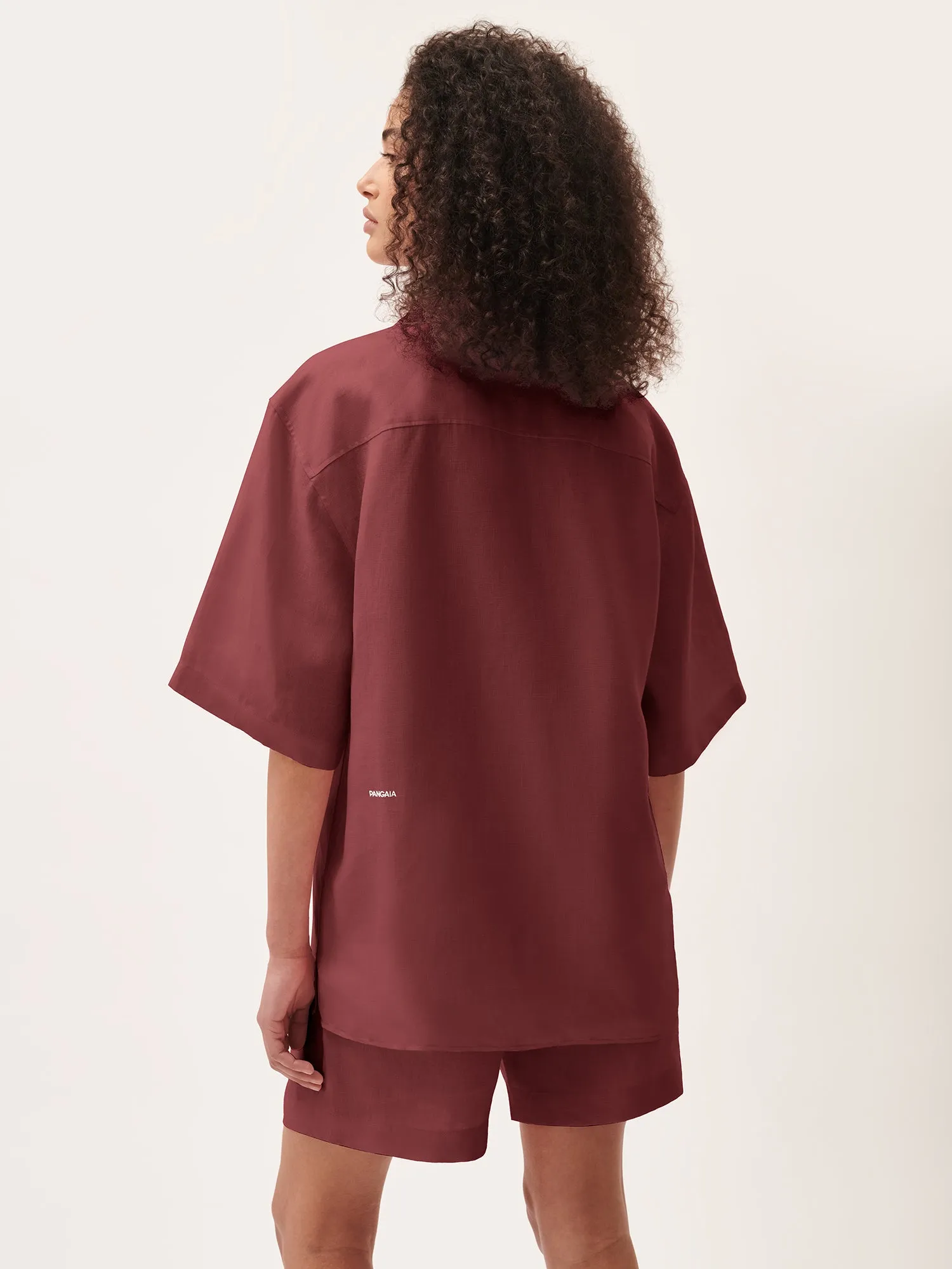 Womens DNA Linen Camp Collar Shirt—garnet red sold by Pangaia product image thumbnail 5