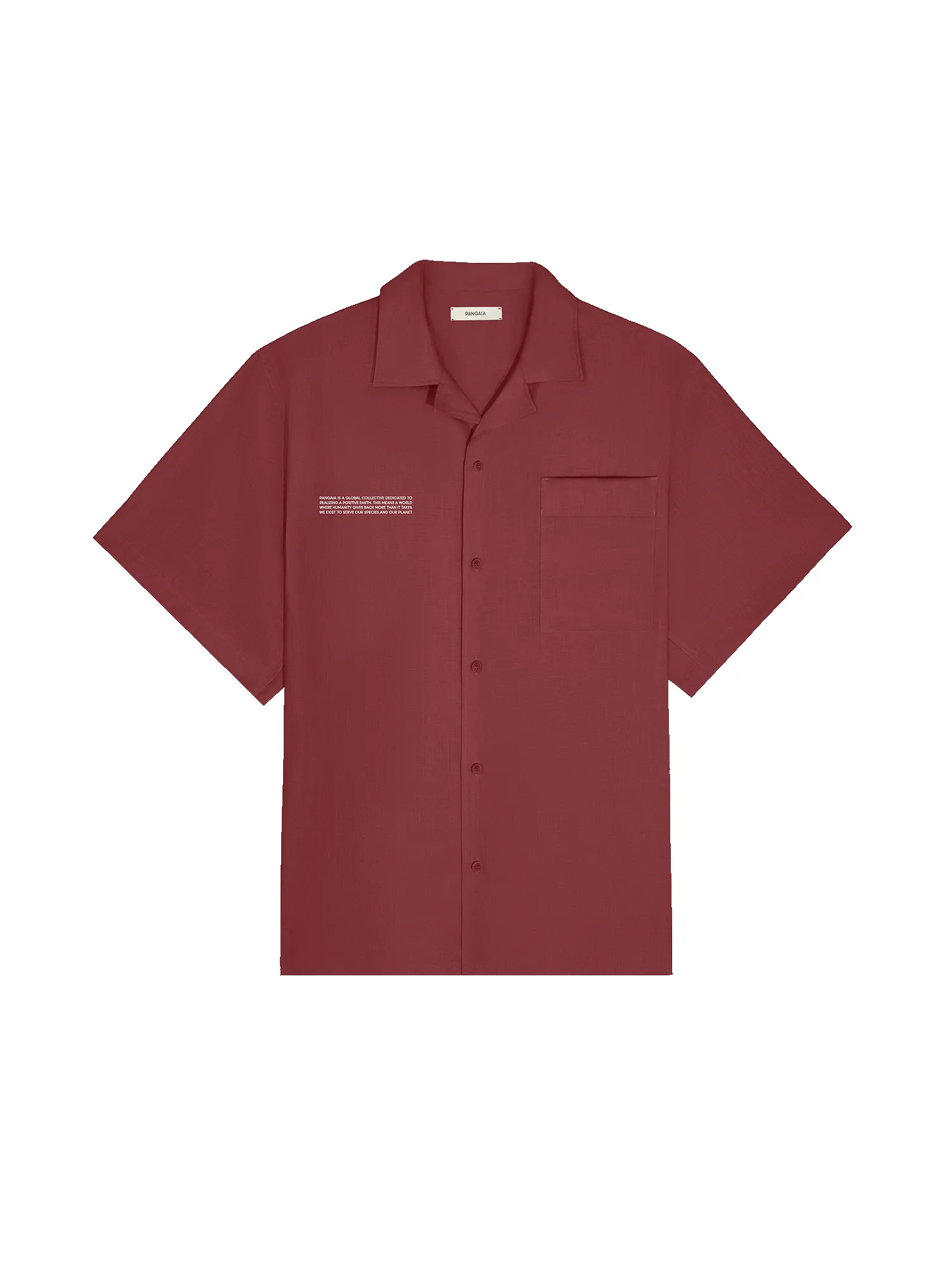 Womens DNA Linen Camp Collar Shirt—garnet red sold by Pangaia