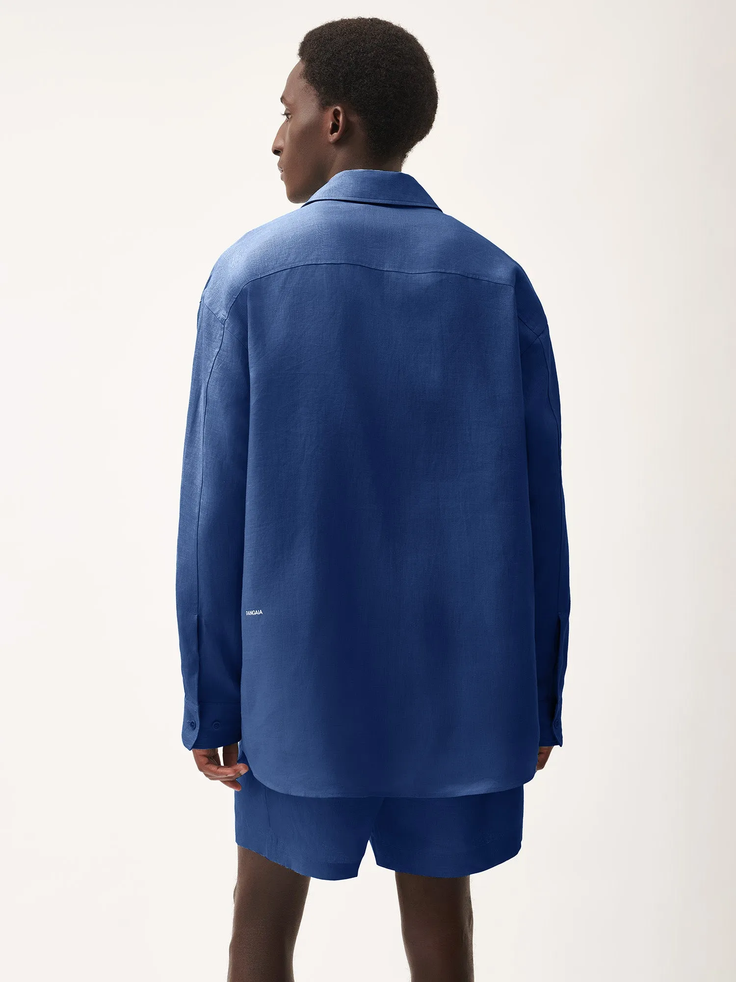 Womens DNA Linen Collared Long Sleeve Shirt—lapis blue sold by Pangaia product image thumbnail 4