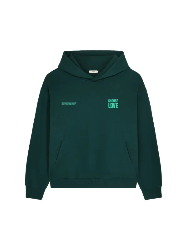 Womens Choose Love Heavyweight Hoodie—foliage green sold by Pangaia