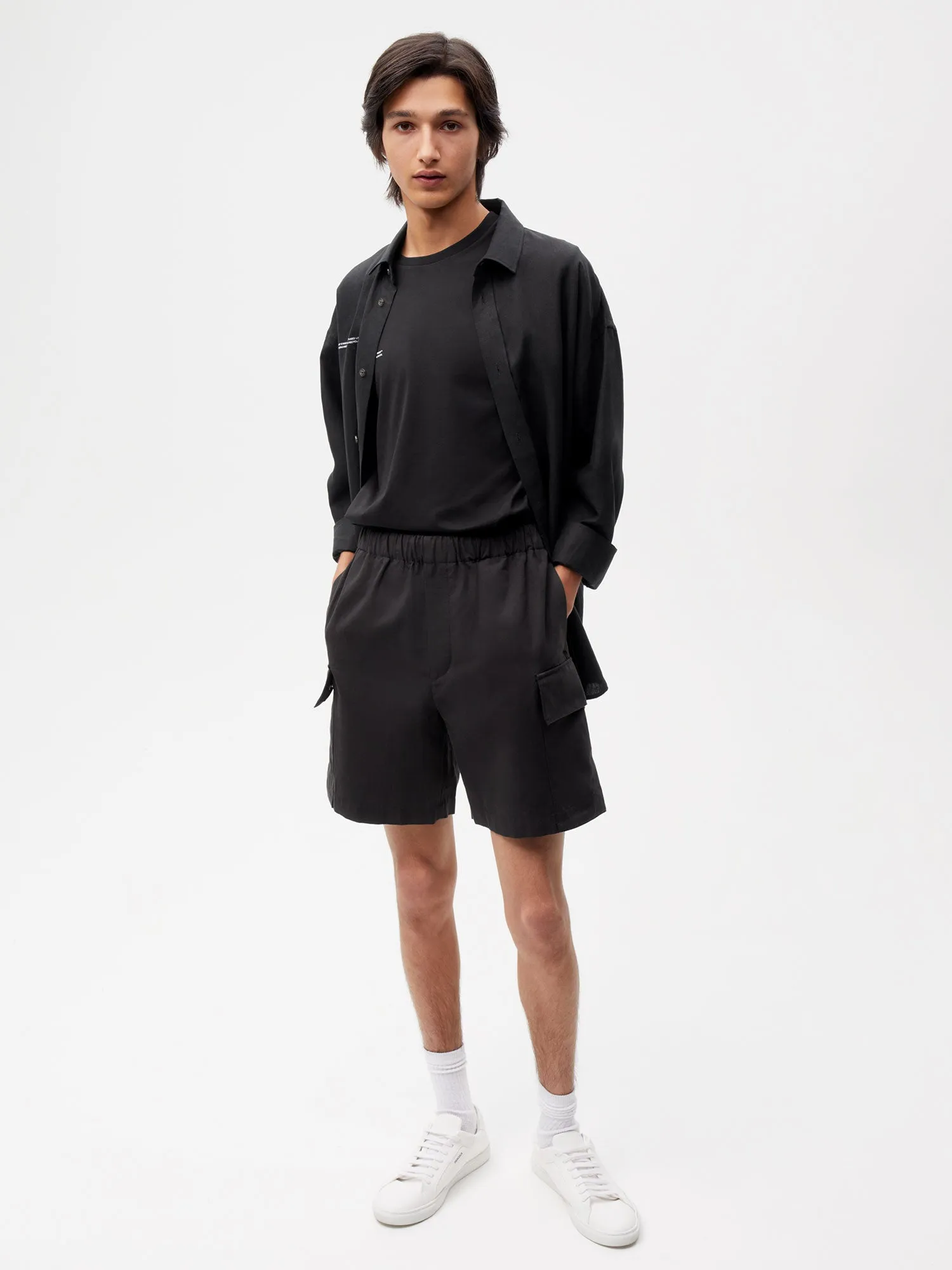 Organic Cotton Blend Cargo Shorts—black sold by Pangaia product image thumbnail 3