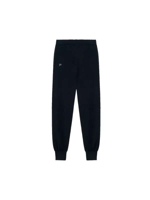 Womens Recycled Cashmere Track Pants—black sold by Pangaia