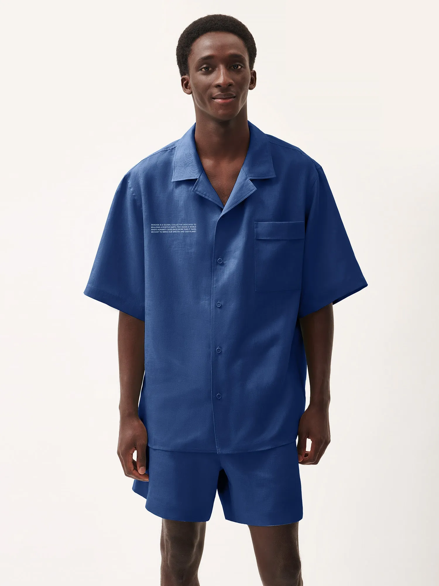 Womens DNA Linen Camp Collar Shirt—lapis blue sold by Pangaia product image thumbnail 3