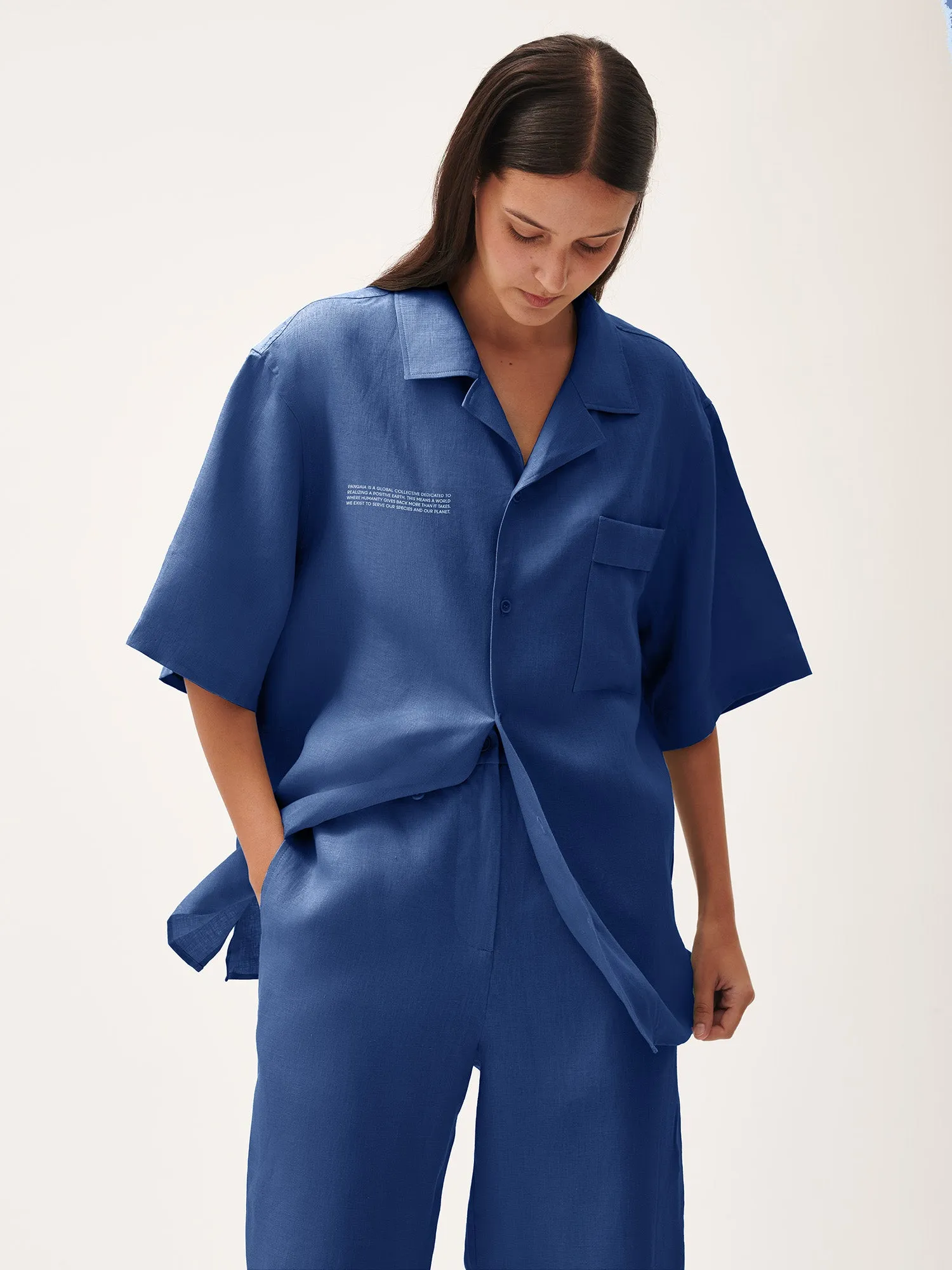 Womens DNA Linen Camp Collar Shirt—lapis blue sold by Pangaia product image thumbnail 2
