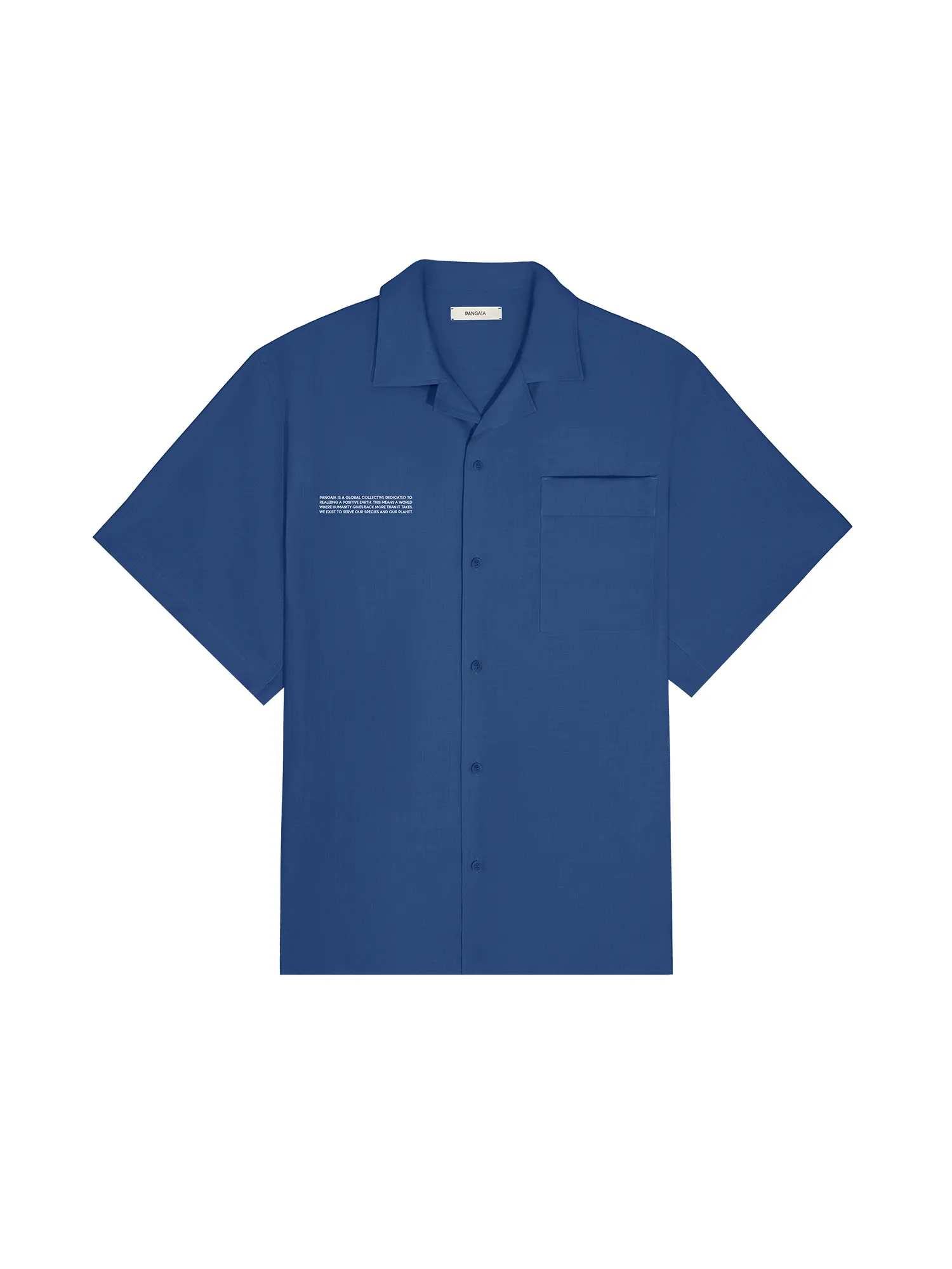 Womens DNA Linen Camp Collar Shirt—lapis blue sold by Pangaia