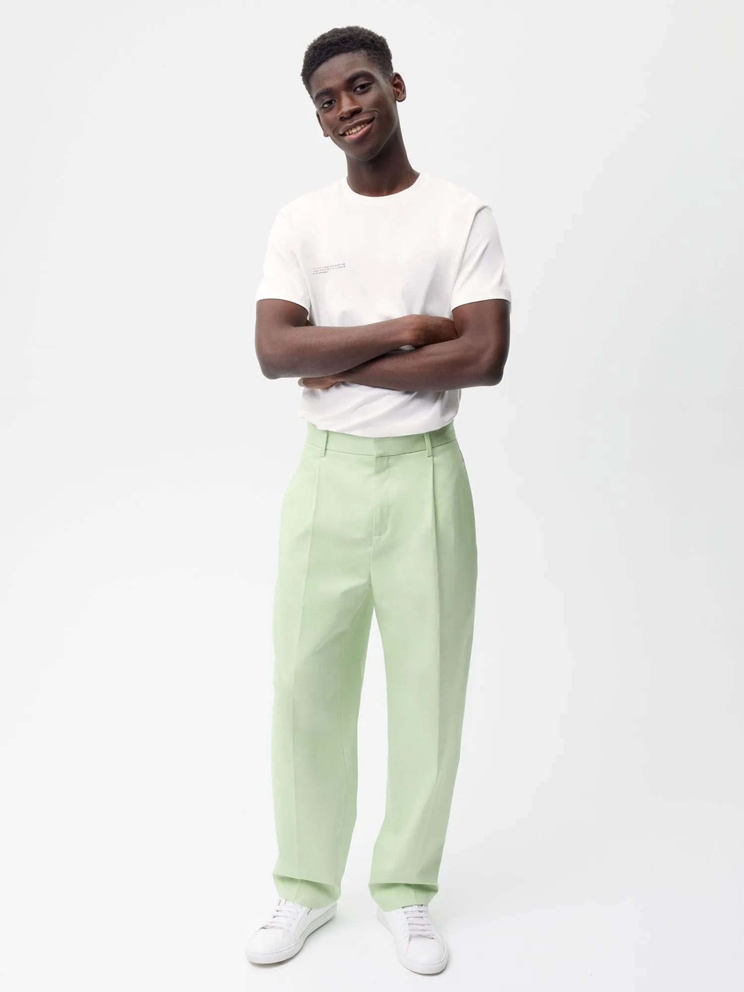 Archive Men's Cotton Tailored Trousers—pistachio sold by Pangaia product image thumbnail 2