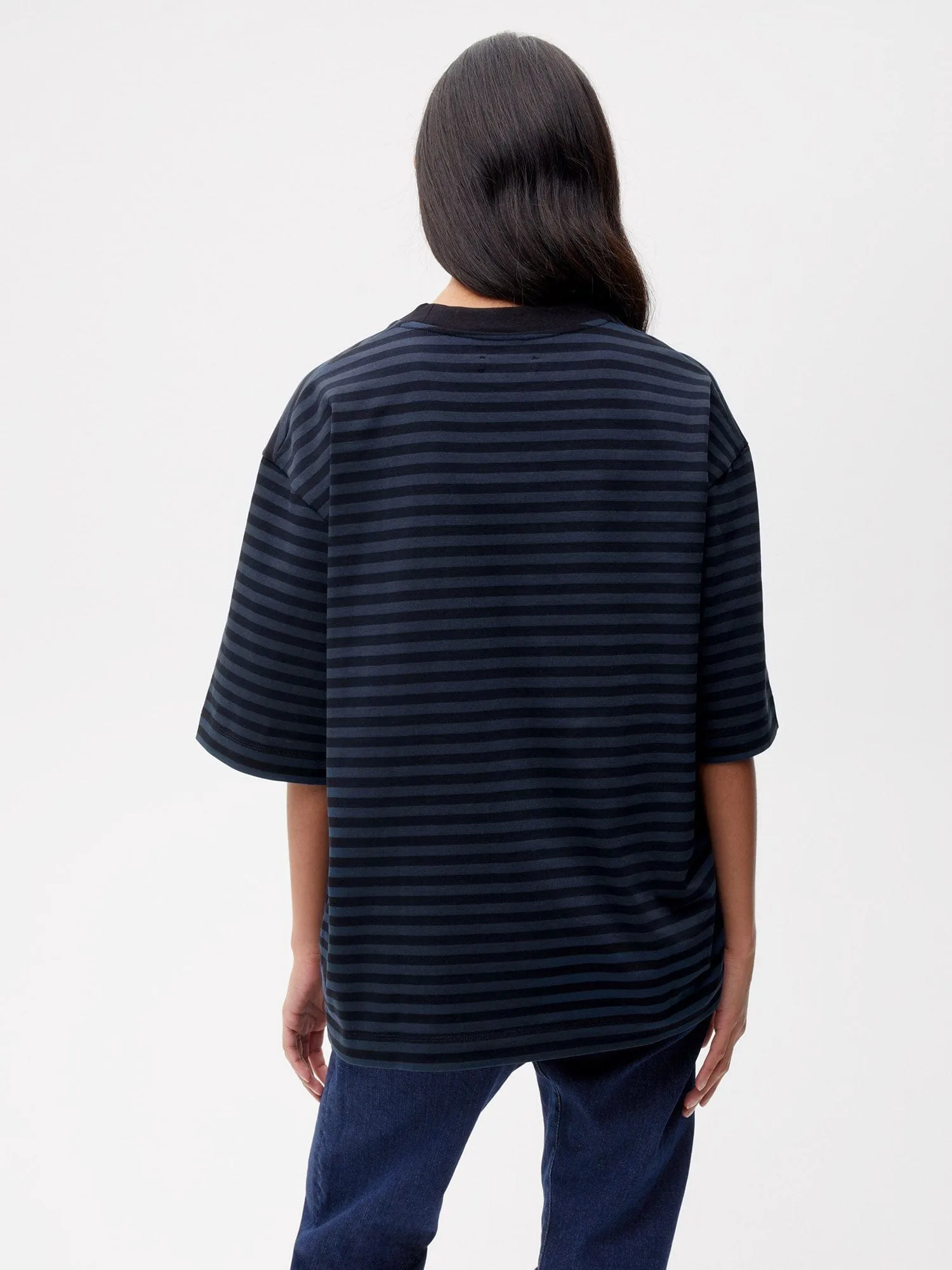 Womens Recycled Cotton Stripe Boxy T-shirt—black sold by Pangaia product image thumbnail 4