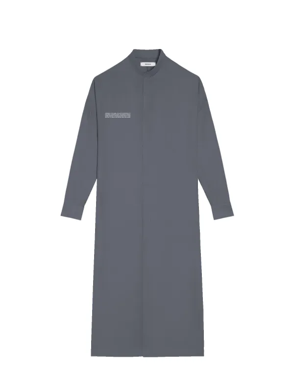 DNA Linen Mandarin Collar Dress—atmosphere grey sold by Pangaia