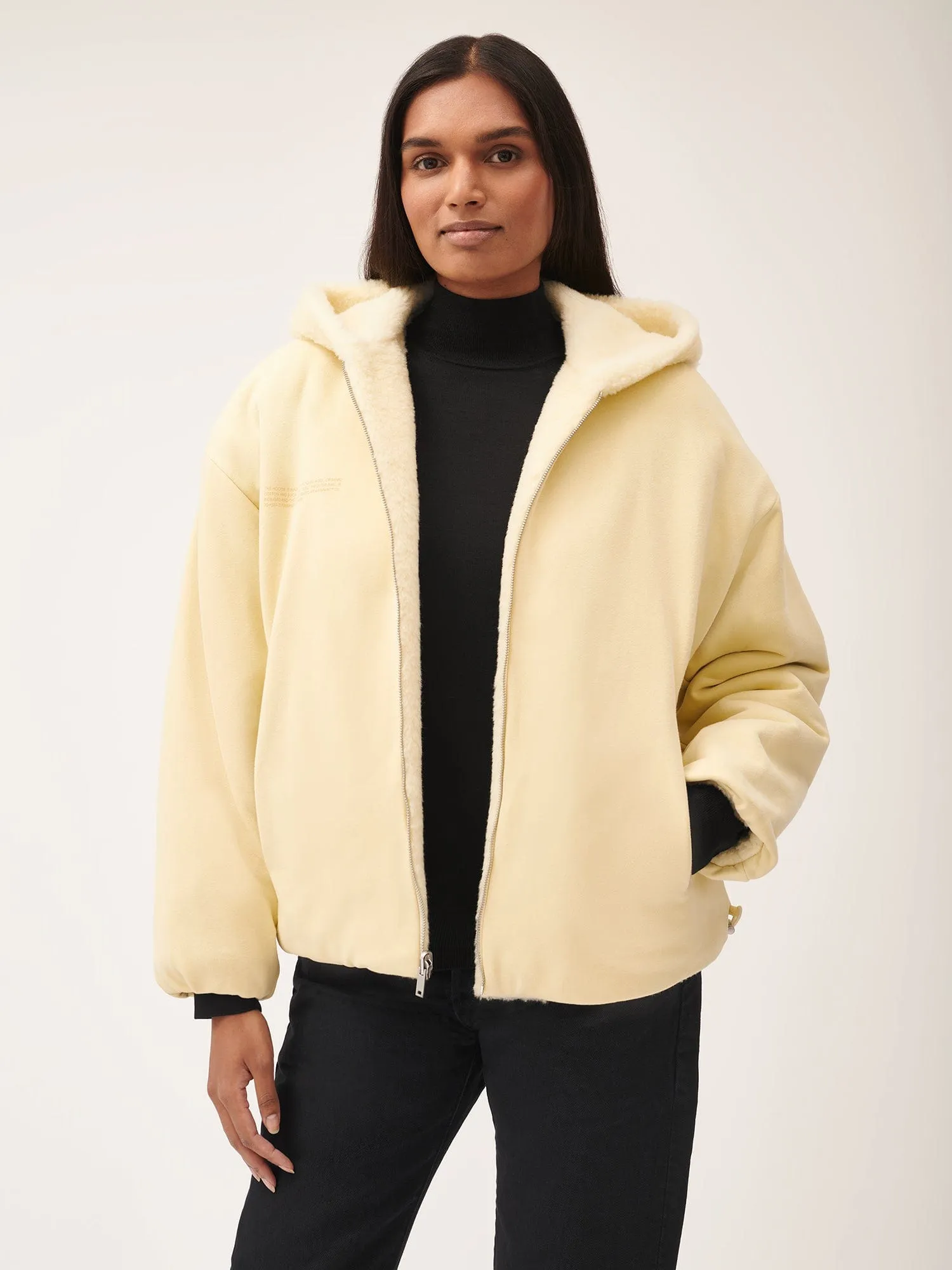Womens Archive Recycled Wool Fleece Reversible Bomber Jacket—rind yellow sold by Pangaia product image thumbnail 3