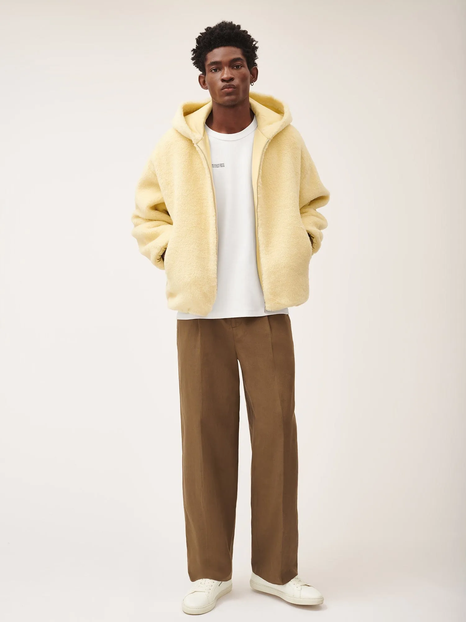 Womens Archive Recycled Wool Fleece Reversible Bomber Jacket—rind yellow sold by Pangaia product image thumbnail 4