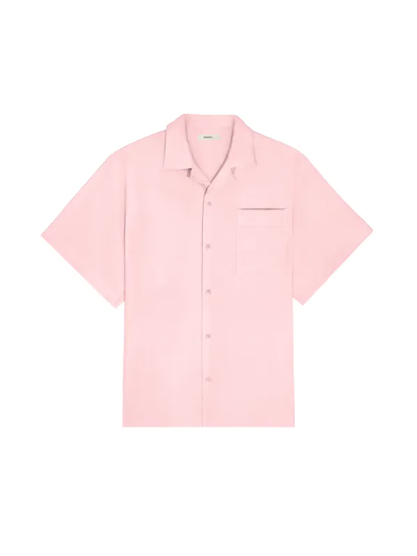 Womens Aloe Linen Camp Collar Shirt—magnolia pink sold by Pangaia
