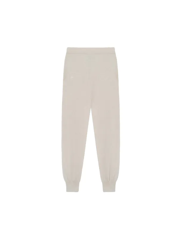 Recycled Cashmere Track Pants—oatmeal sold by Pangaia