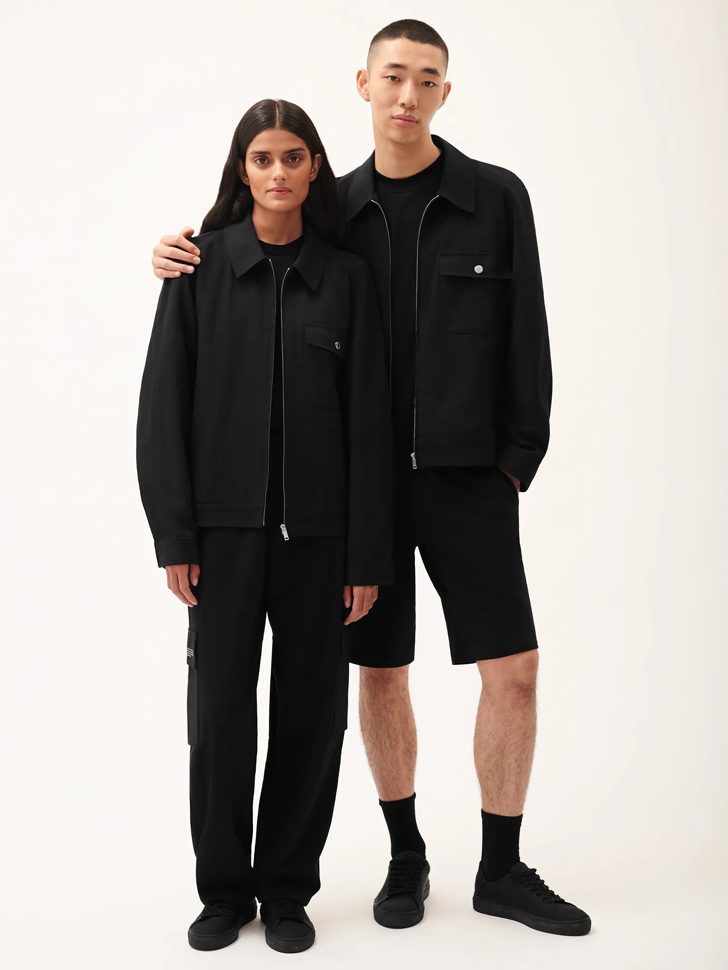 Womens DNA Cotton Linen Harrington Jacket—black sold by Pangaia product image thumbnail 4