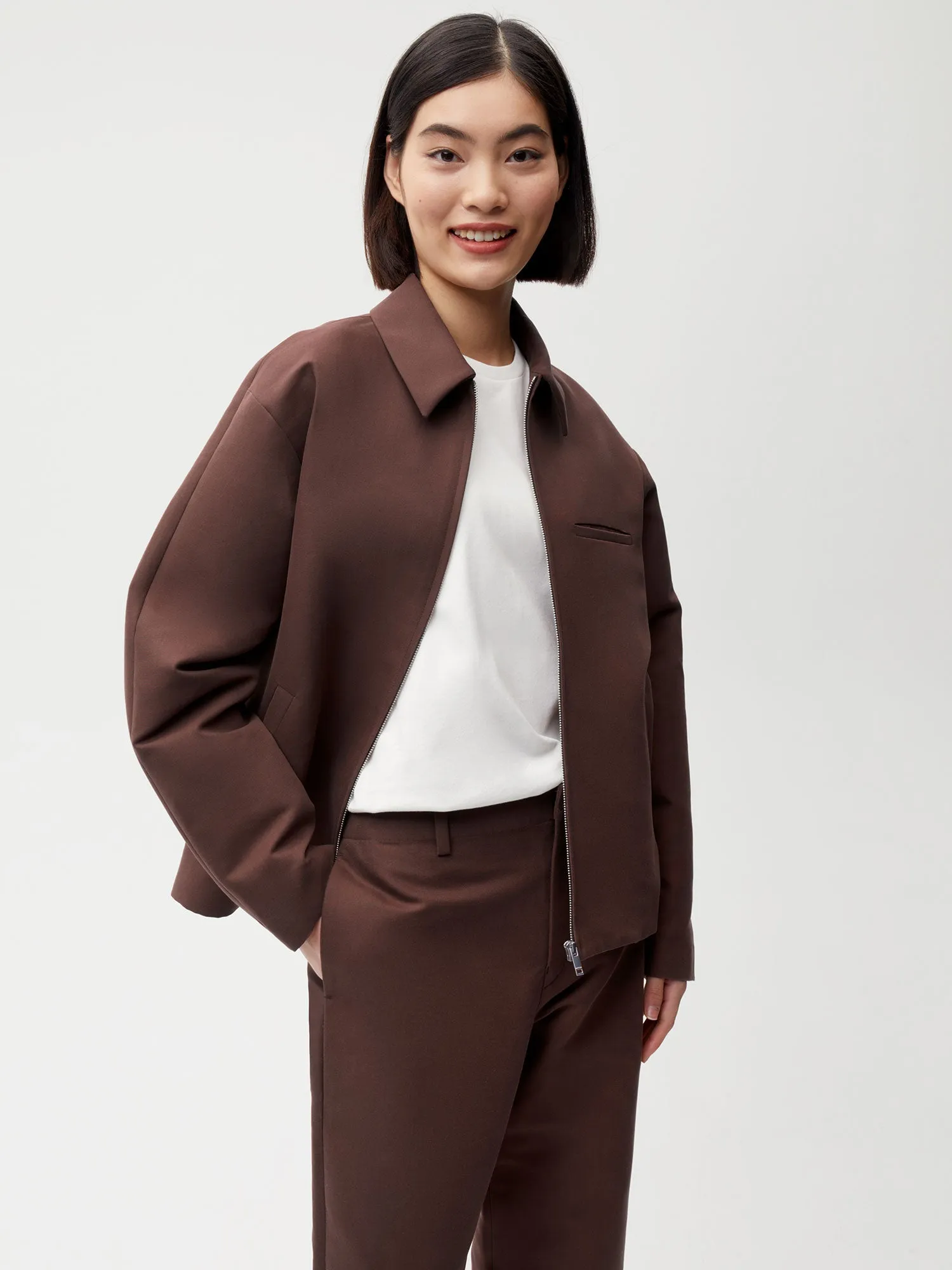 Womens Organic Cotton Harrington Jacket—chestnut brown sold by Pangaia product image thumbnail 5