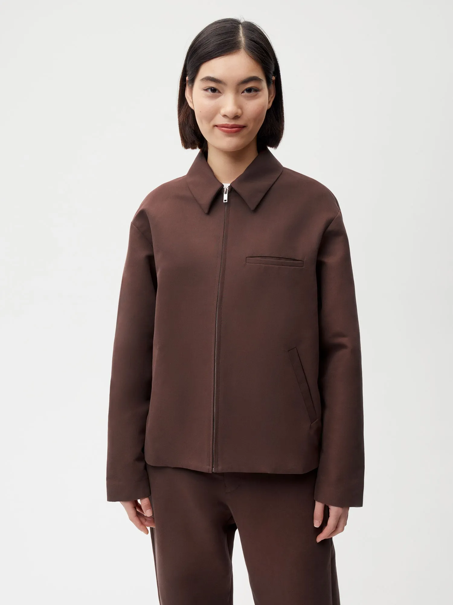 Womens Organic Cotton Harrington Jacket—chestnut brown sold by Pangaia product image thumbnail 2