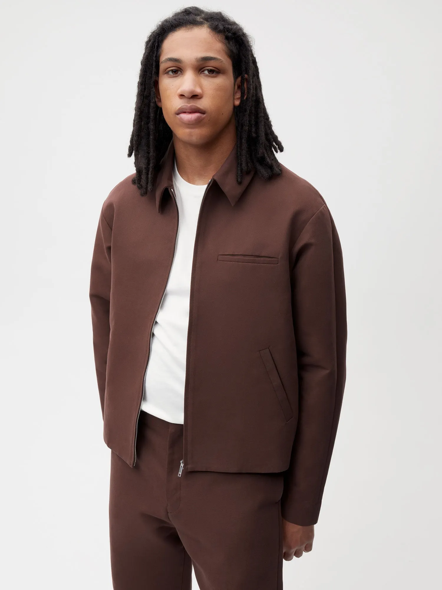 Womens Organic Cotton Harrington Jacket—chestnut brown sold by Pangaia product image thumbnail 3