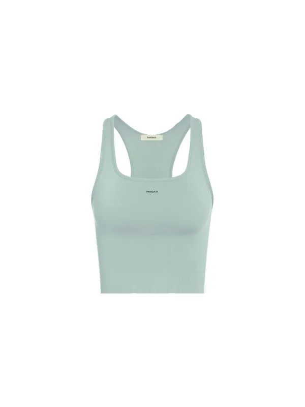 Womens Plant-Stretch Compressive Ribbed Tank Top—Eucalyptus Blue sold by Pangaia