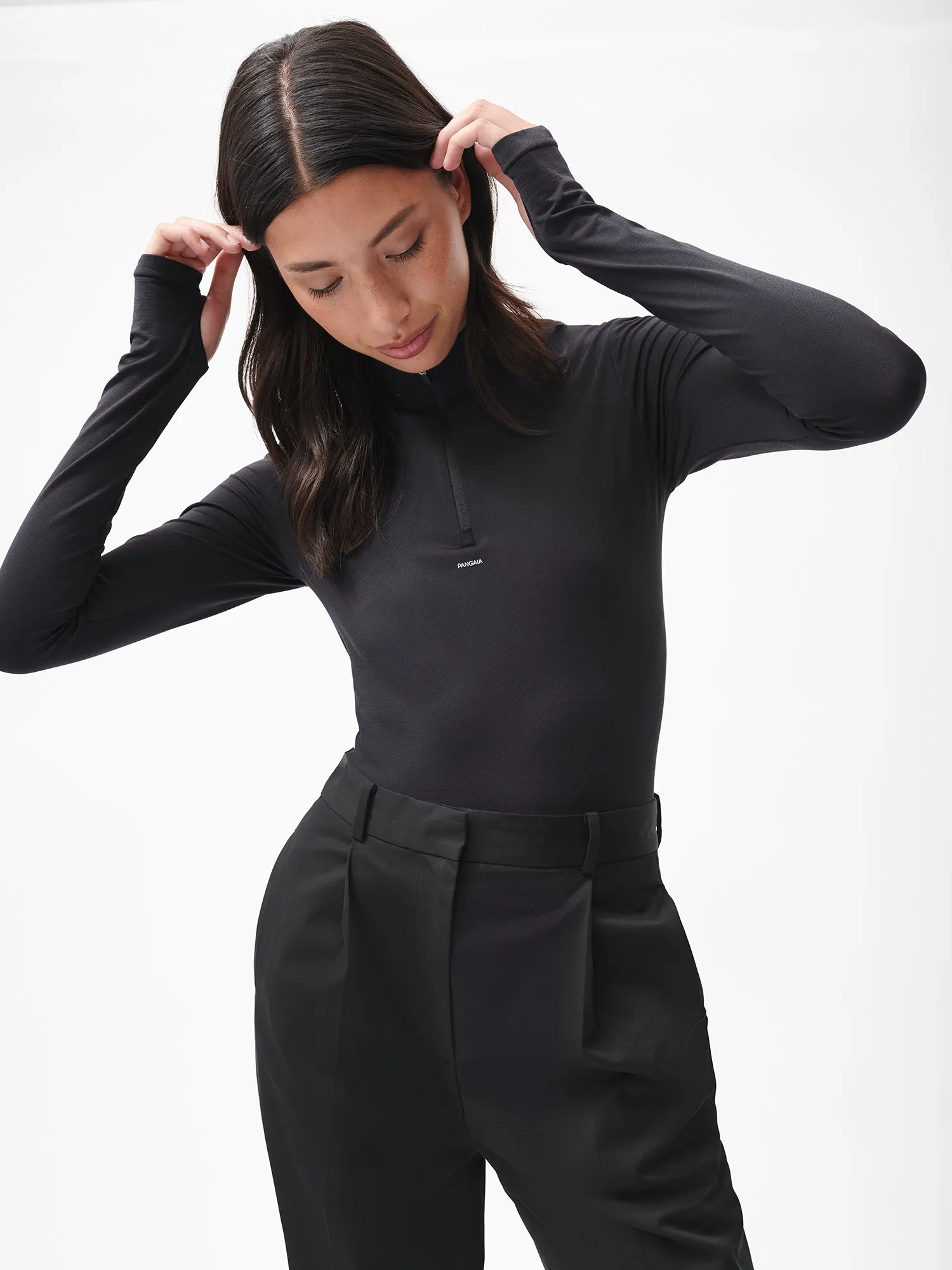 Women's Organic Cotton Tailored Trousers—black sold by Pangaia product image thumbnail 5