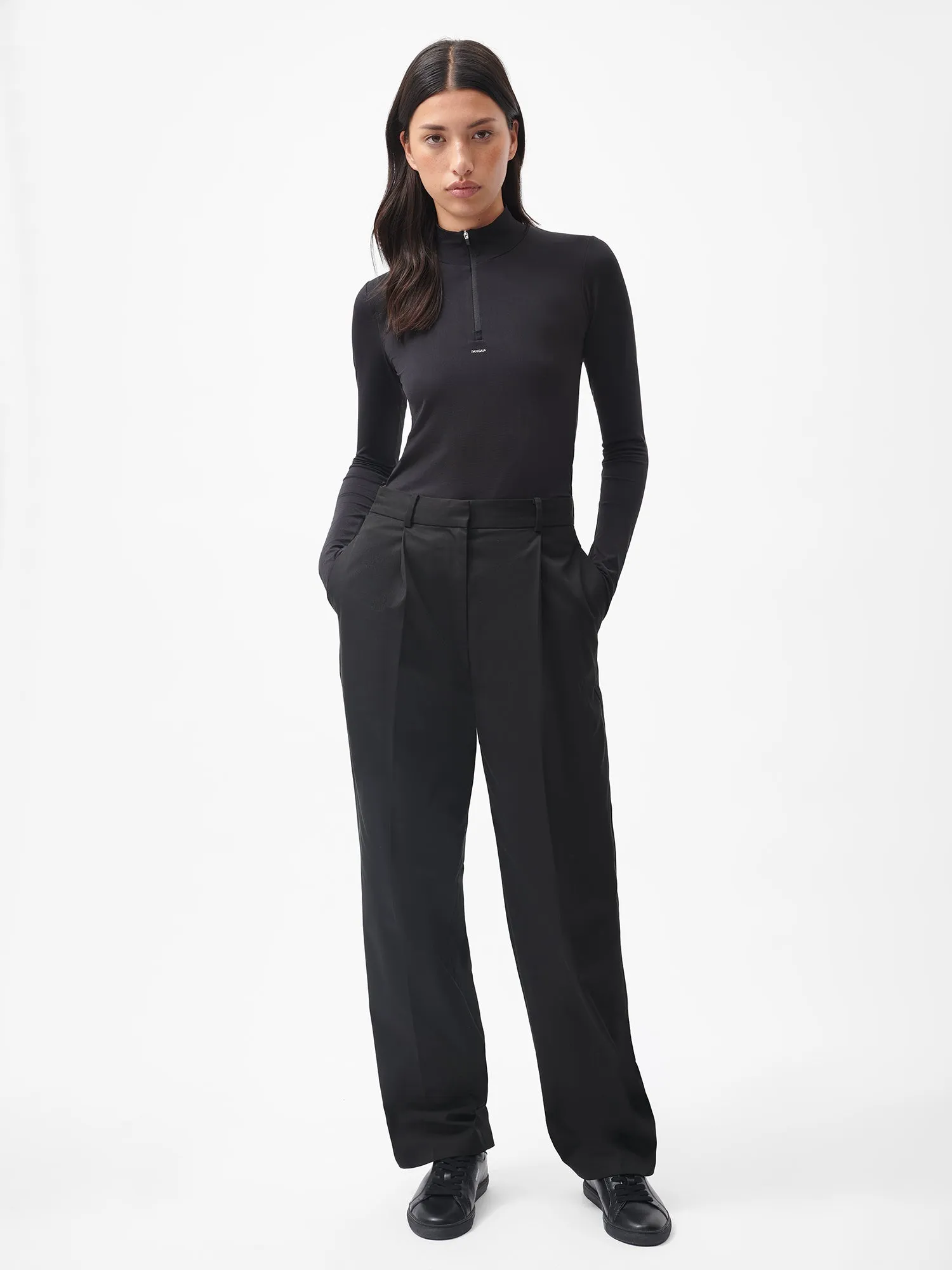 Women's Organic Cotton Tailored Trousers—black sold by Pangaia product image thumbnail 2