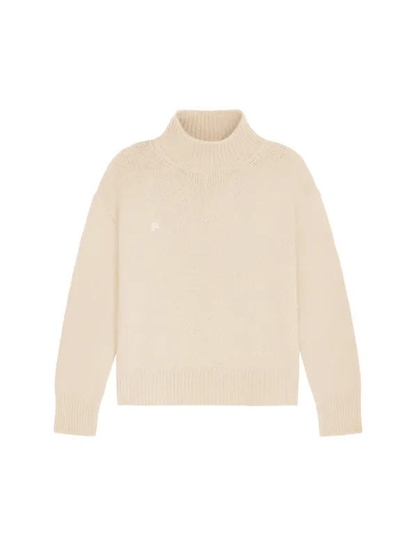 Women's Recycled Cashmere Turtleneck Sweater—ecru ivory sold by Pangaia