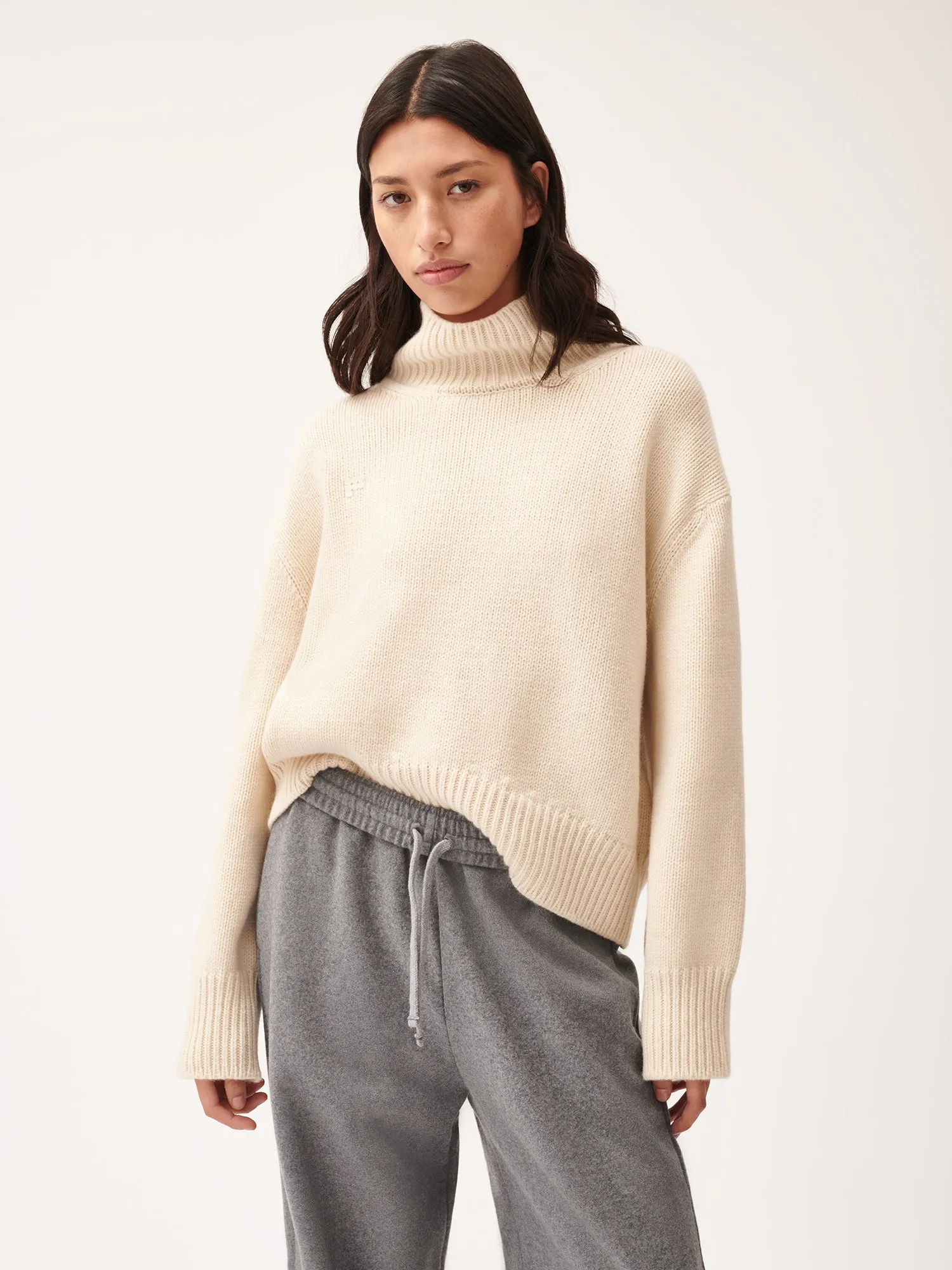 Women's Recycled Cashmere Turtleneck Sweater—ecru ivory sold by Pangaia product image thumbnail 2